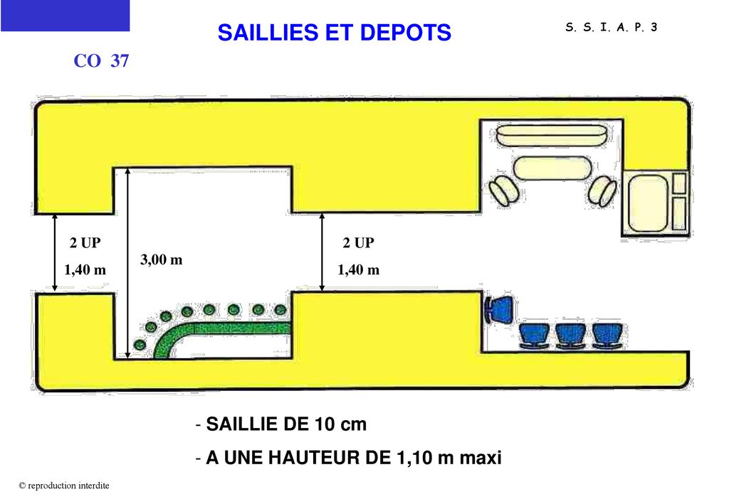 SAILLIES ET DEPOTS CO 37 SAILLIE DE 10 cm A UNE HAUTEUR DE 1,10 m maxi