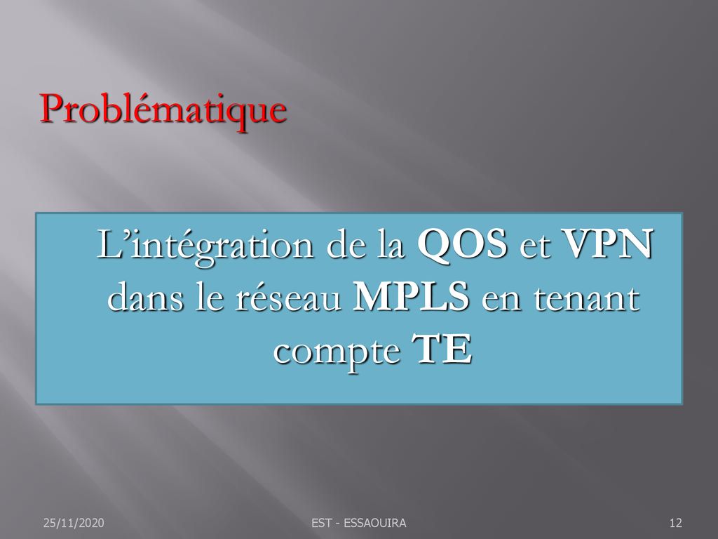 L’intégration de la QOS et VPN dans le réseau MPLS en tenant compte TE
