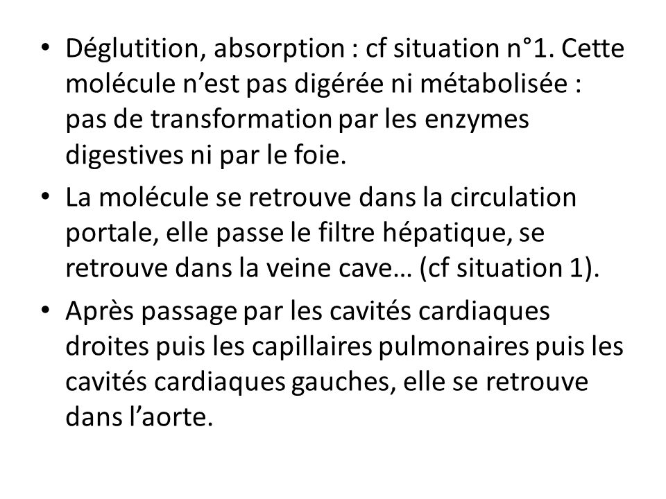 Déglutition, absorption : cf situation n°1
