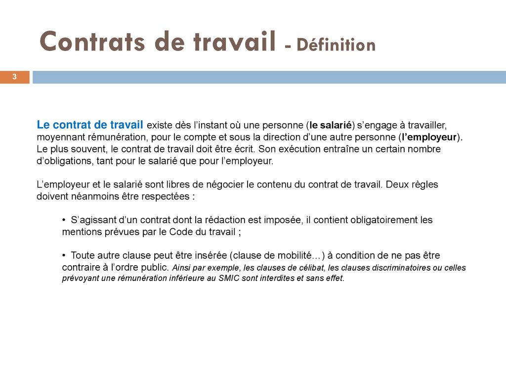 Les Contrats De Travail - Ppt Télécharger