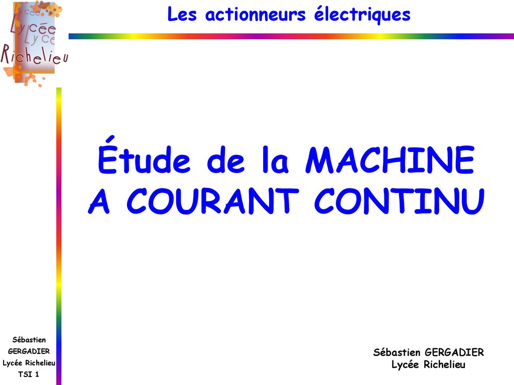 Étude De La MACHINE A COURANT CONTINU - Ppt Télécharger