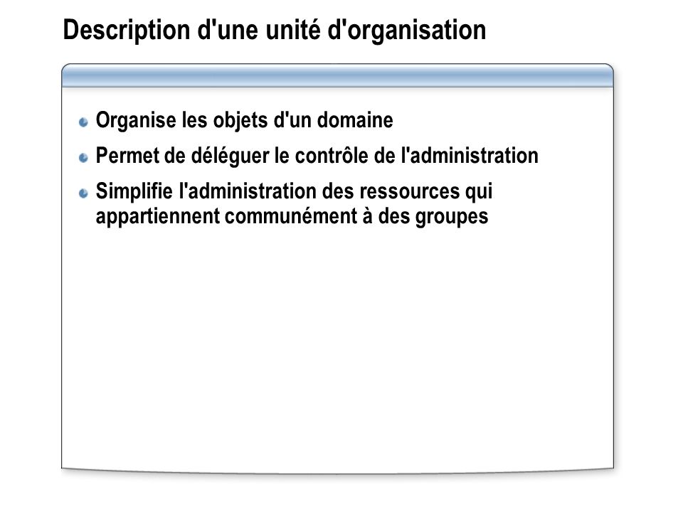 Description d une unité d organisation