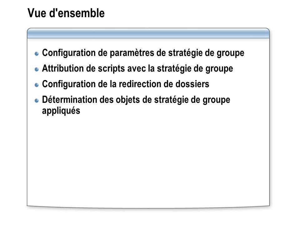 Vue d ensemble Configuration de paramètres de stratégie de groupe