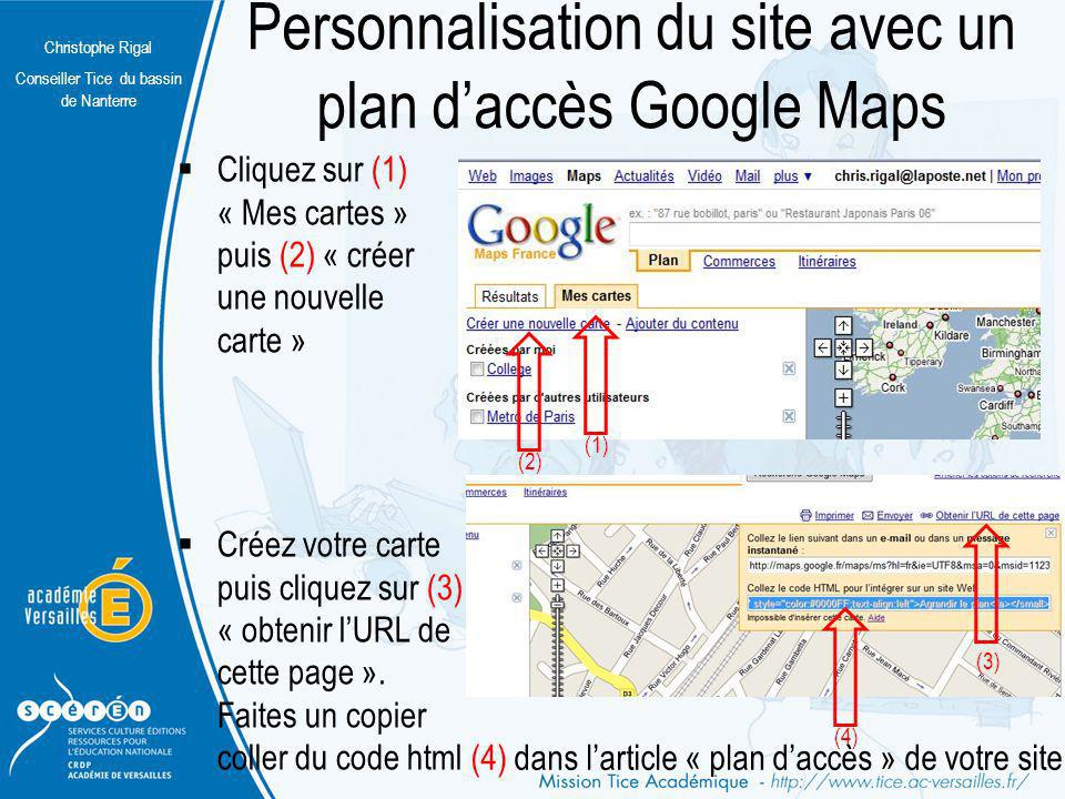 Personnalisation du site avec un plan d’accès Google Maps