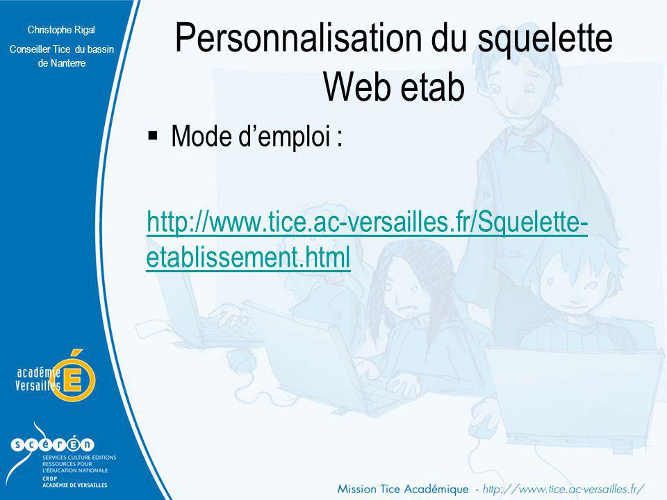 Personnalisation du squelette Web etab