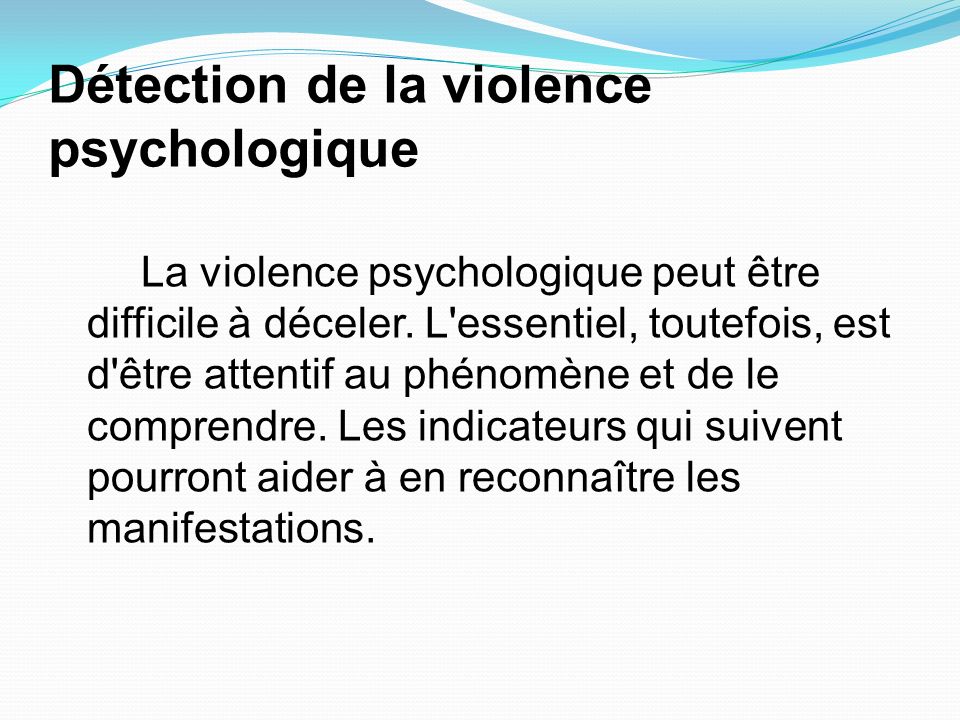 Détection de la violence psychologique