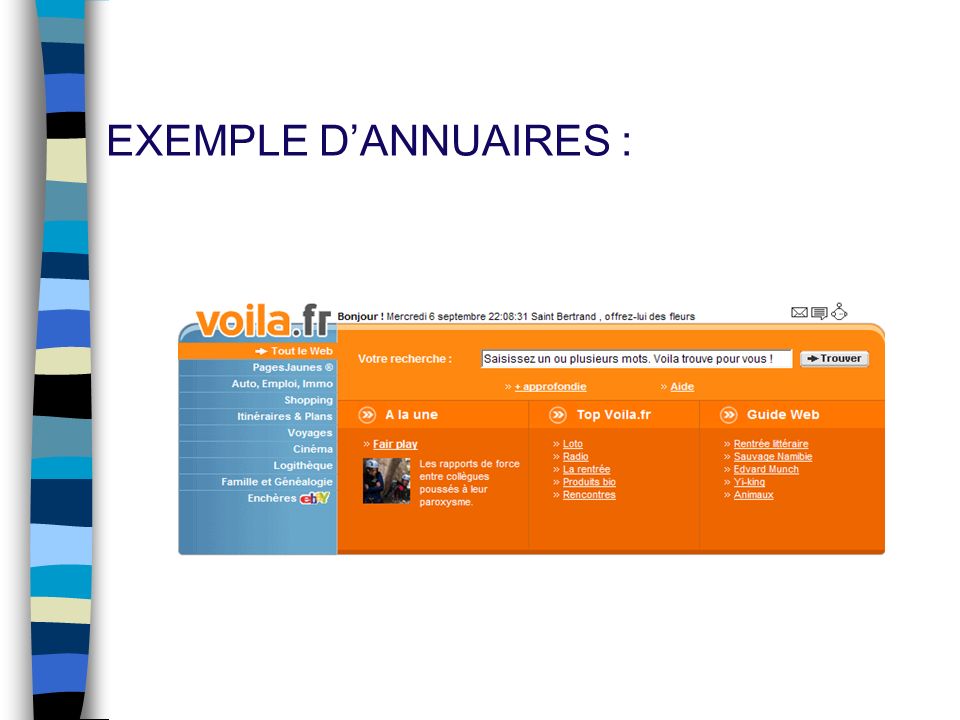 EXEMPLE D’ANNUAIRES :