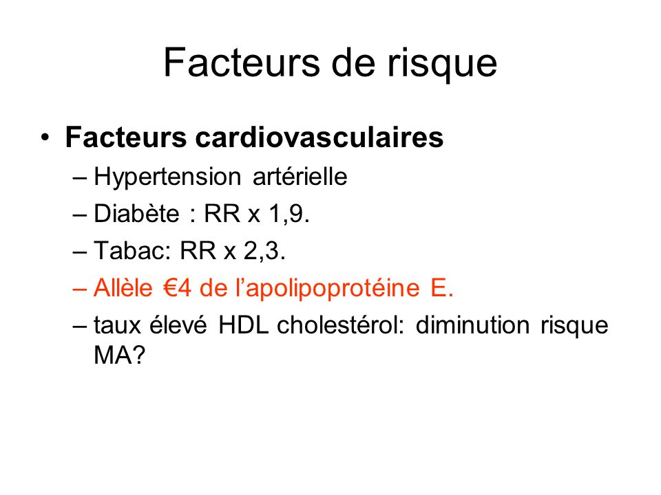 Facteurs de risque Facteurs cardiovasculaires Hypertension artérielle