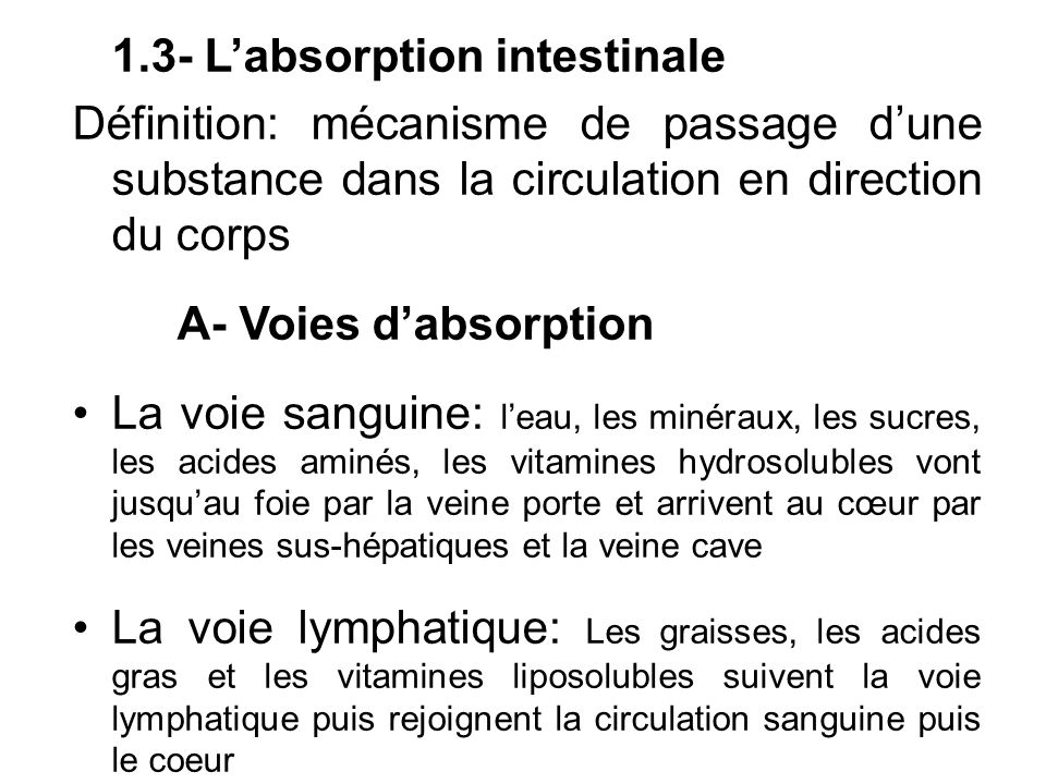 1.3- L’absorption intestinale