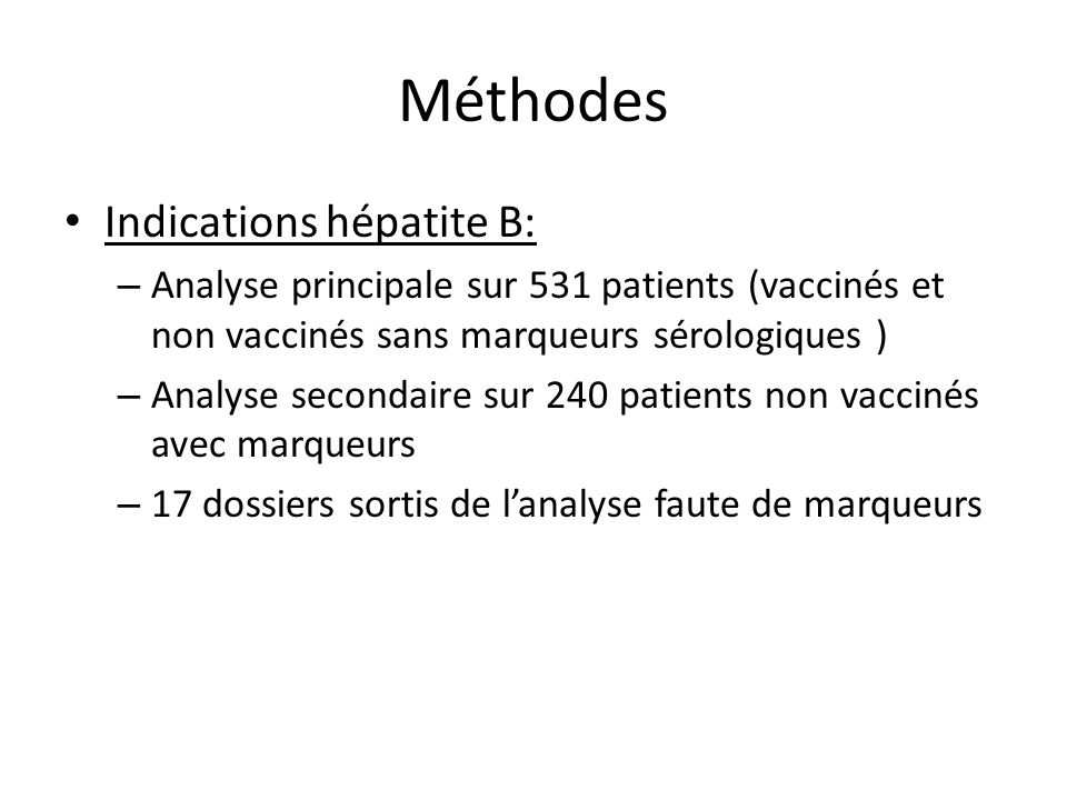 Méthodes Indications hépatite B: