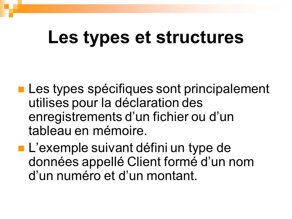 Les types et structures