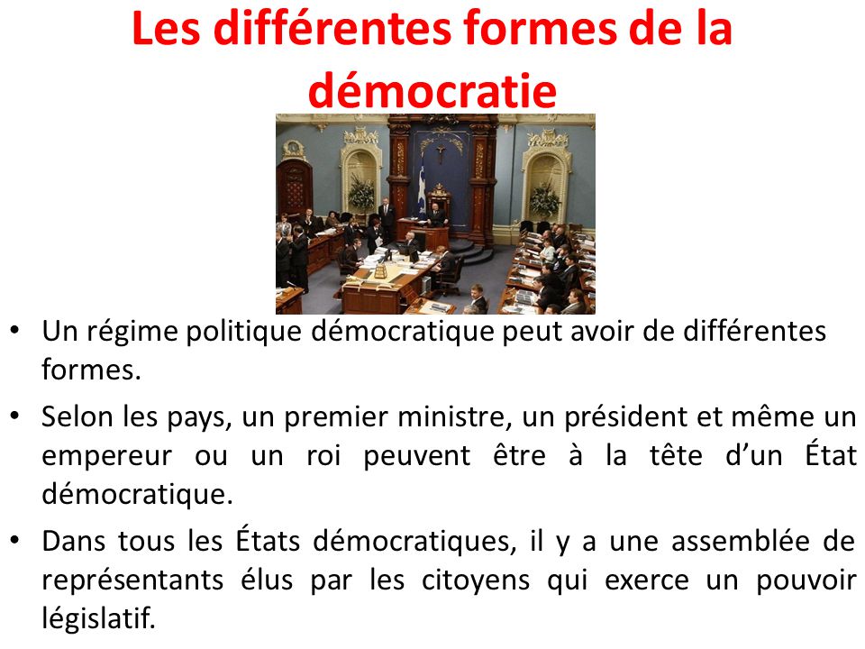 Les différentes formes de la démocratie