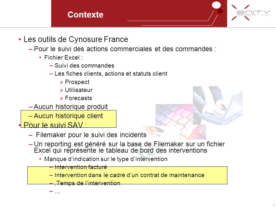 Contexte Les outils de Cynosure France Pour le suivi SAV :