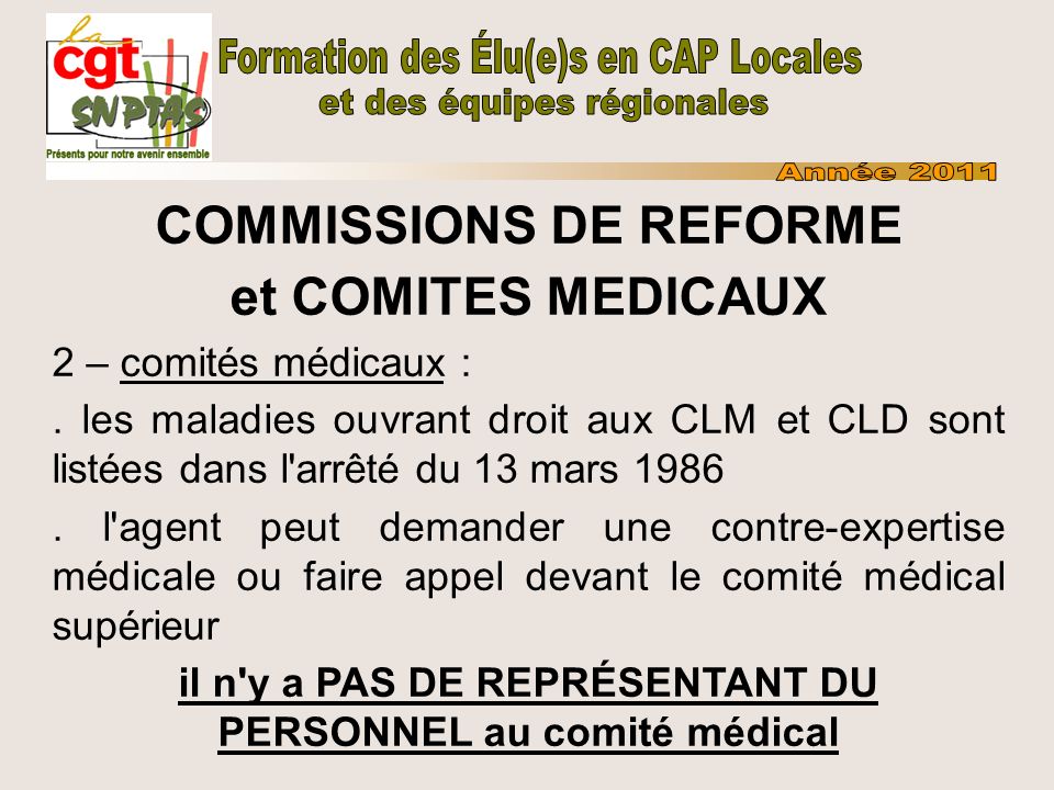 COMMISSIONS DE REFORME et COMITES MEDICAUX