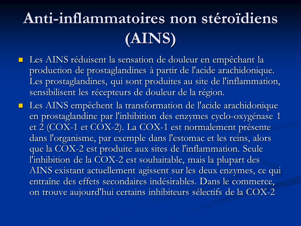 Anti-inflammatoires non stéroïdiens (AINS)