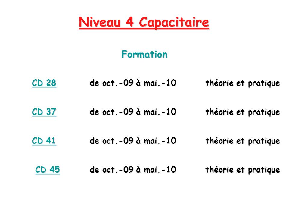 Niveau 4 Capacitaire Formation