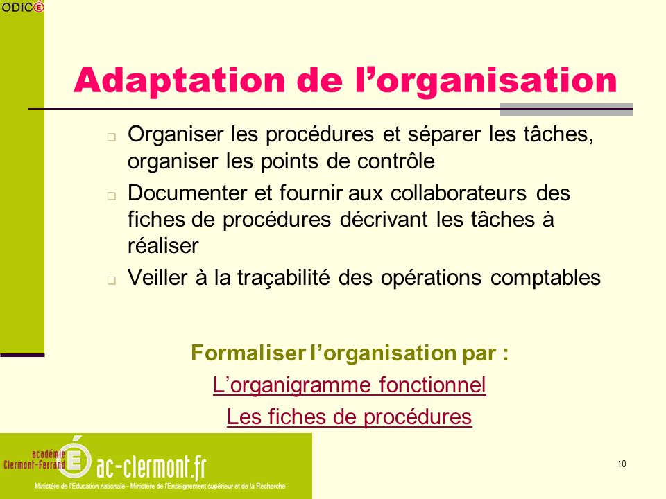 Adaptation de l’organisation
