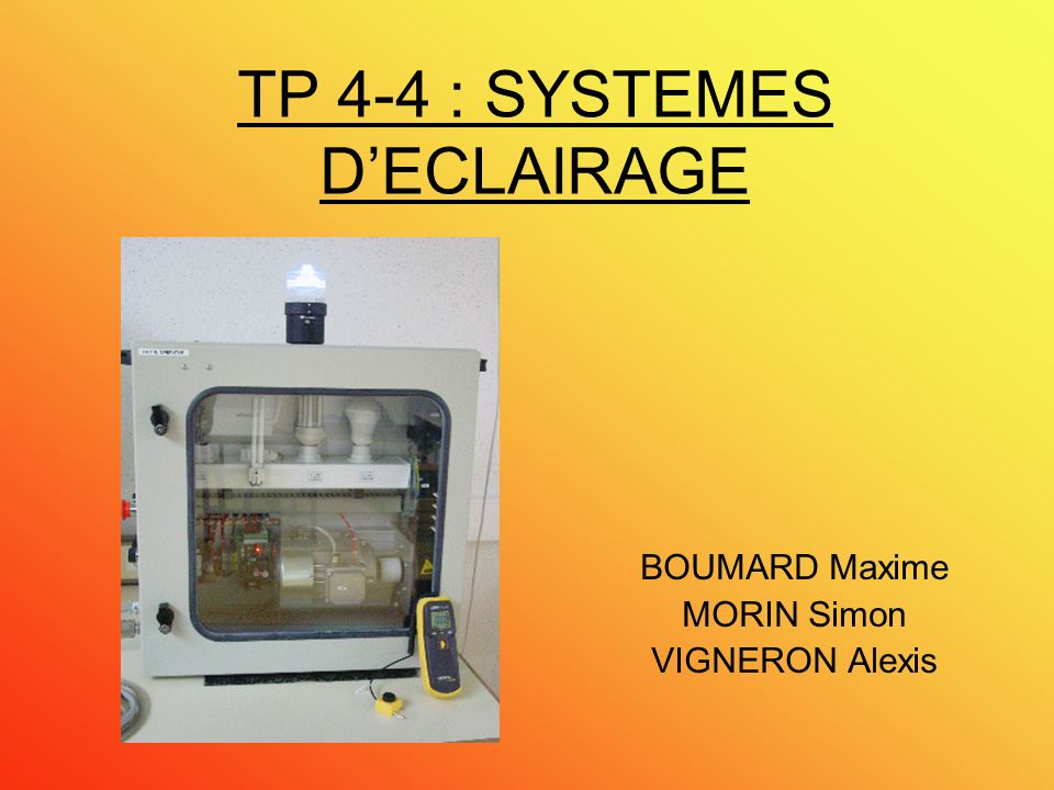 TP 4-4 : SYSTEMES D’ECLAIRAGE