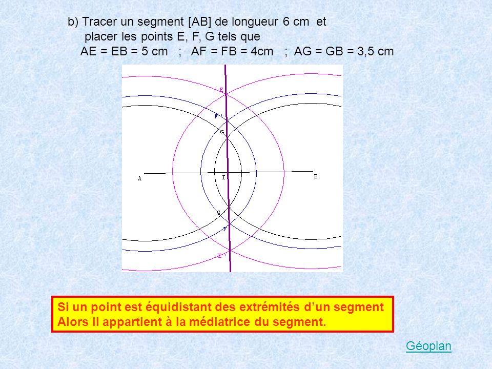 b) Tracer un segment [AB] de longueur 6 cm et