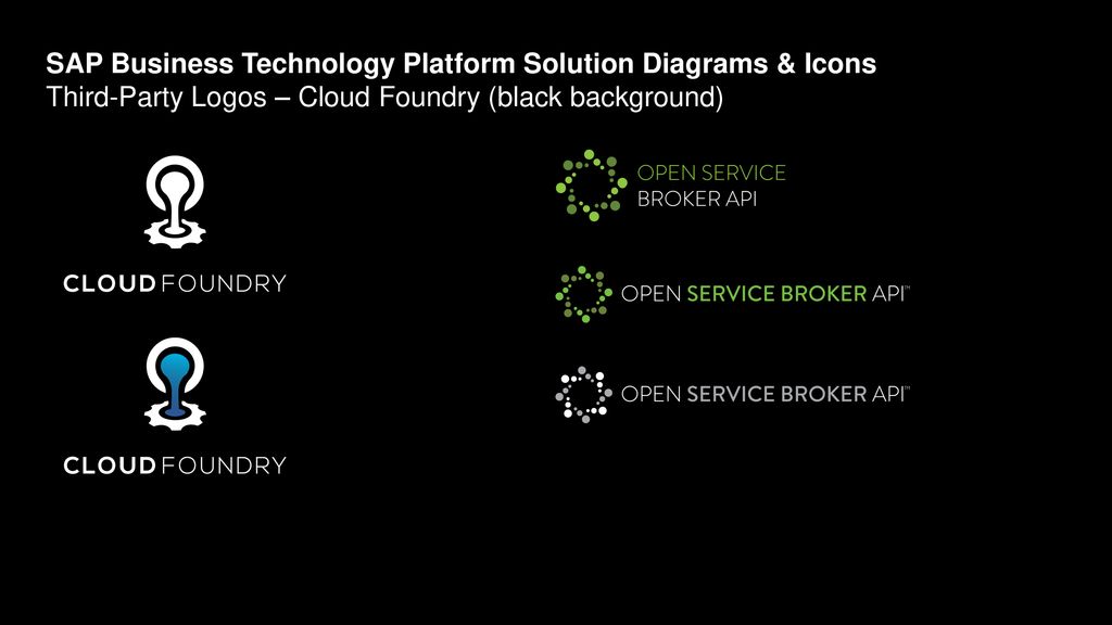 SAP Business Technology Platform Solution Diagrams & Icons Third-Party Logos – Cloud Foundry (black background)