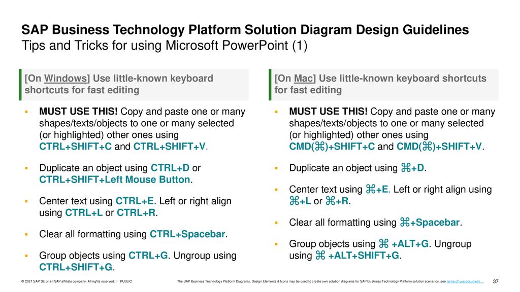 SAP Business Technology Platform Solution Diagram Design Guidelines Tips and Tricks for using Microsoft PowerPoint (1)