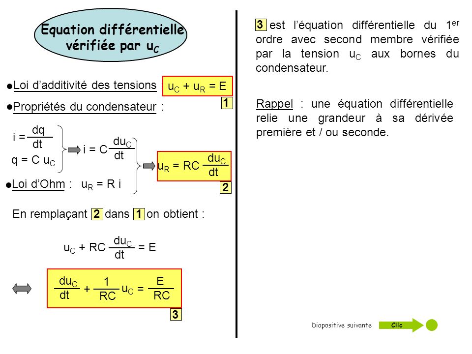 Equation différentielle vérifiée par uC
