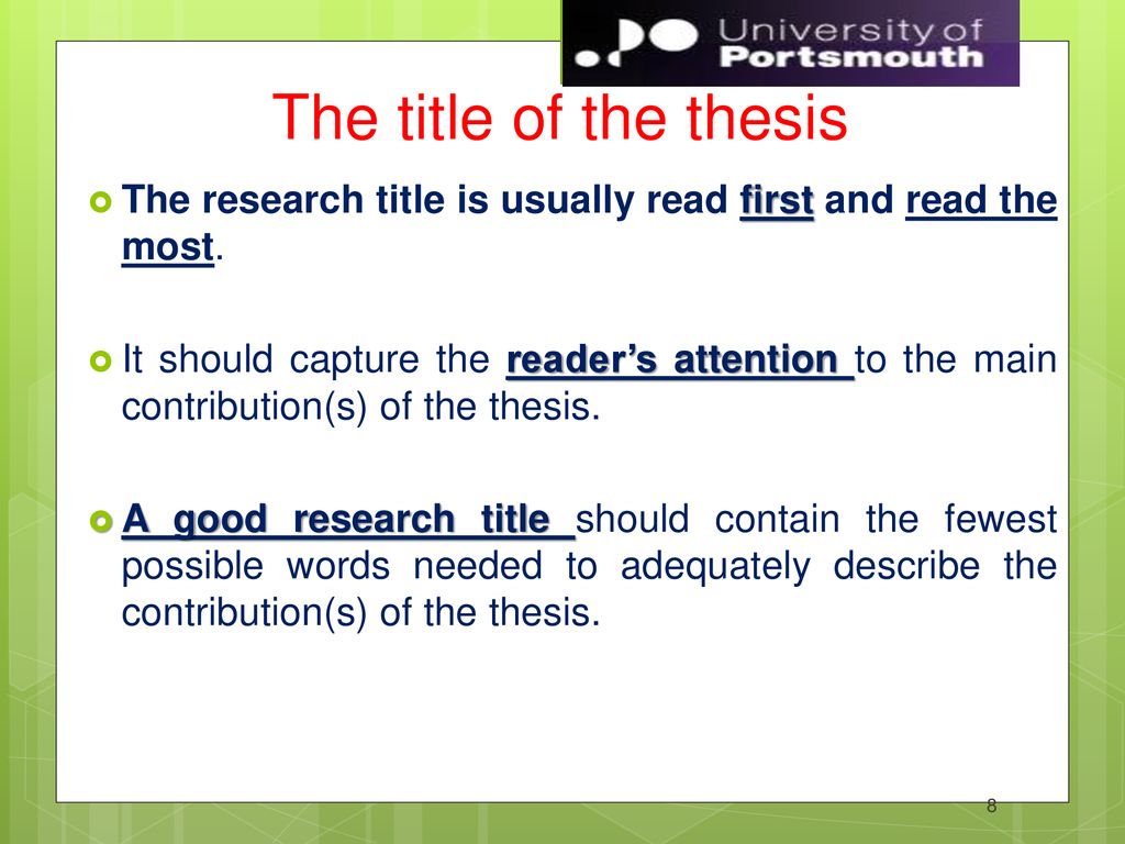 good phd thesis titles