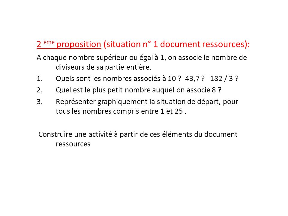 2 ème proposition (situation n° 1 document ressources):
