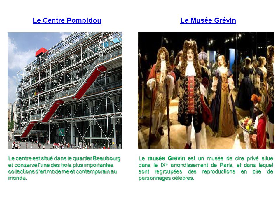 Le Centre Pompidou Le Musée Grévin