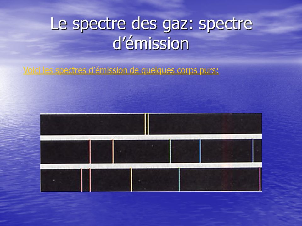 Le spectre des gaz: spectre d’émission