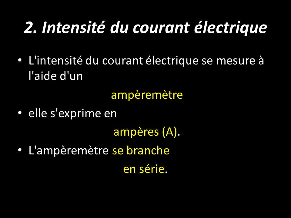 2. Intensité du courant électrique