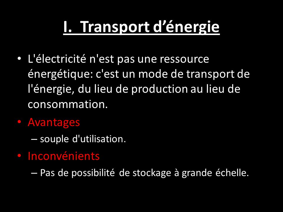 I. Transport d’énergie