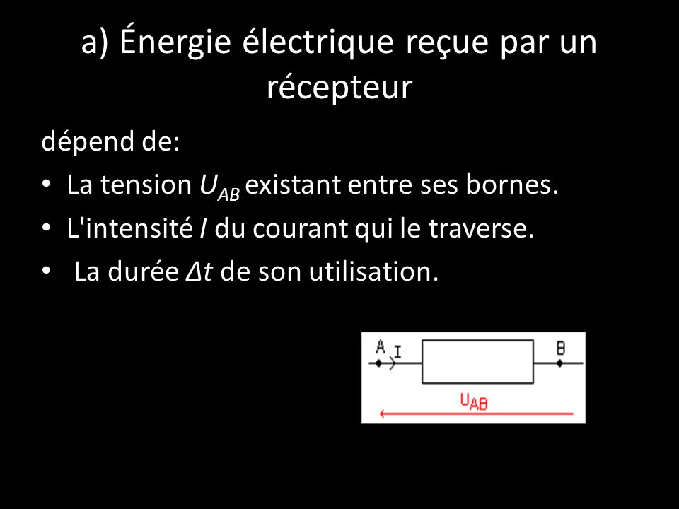 a) Énergie électrique reçue par un récepteur