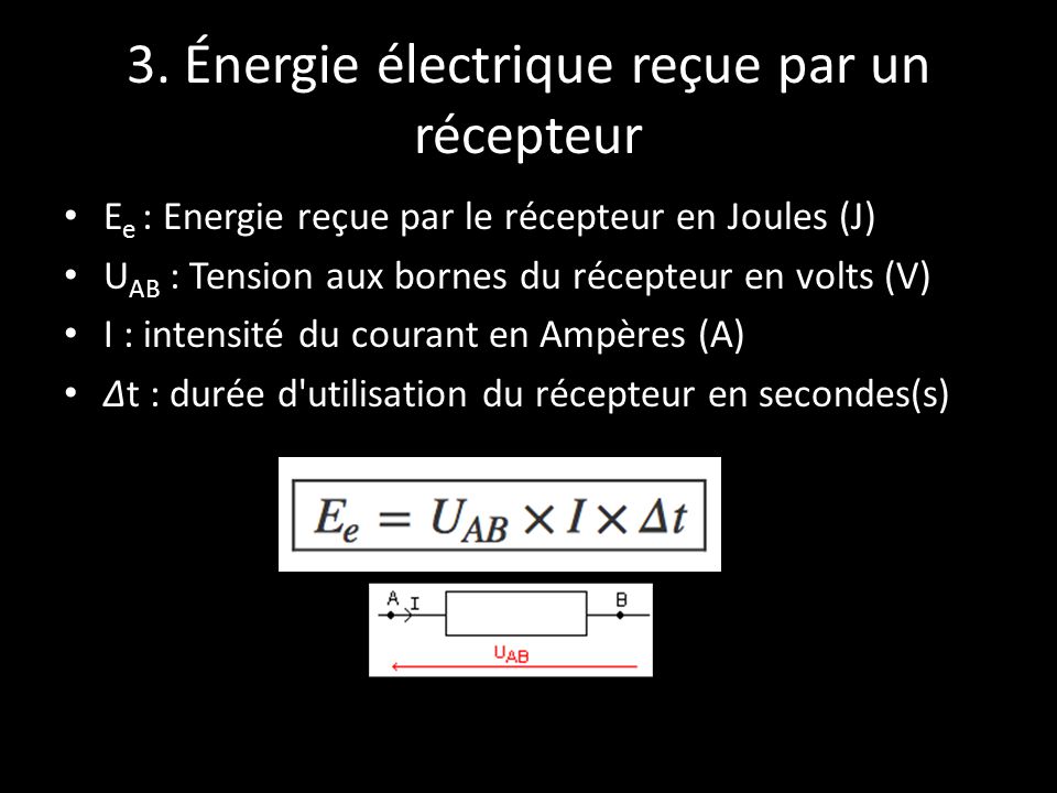 3. Énergie électrique reçue par un récepteur