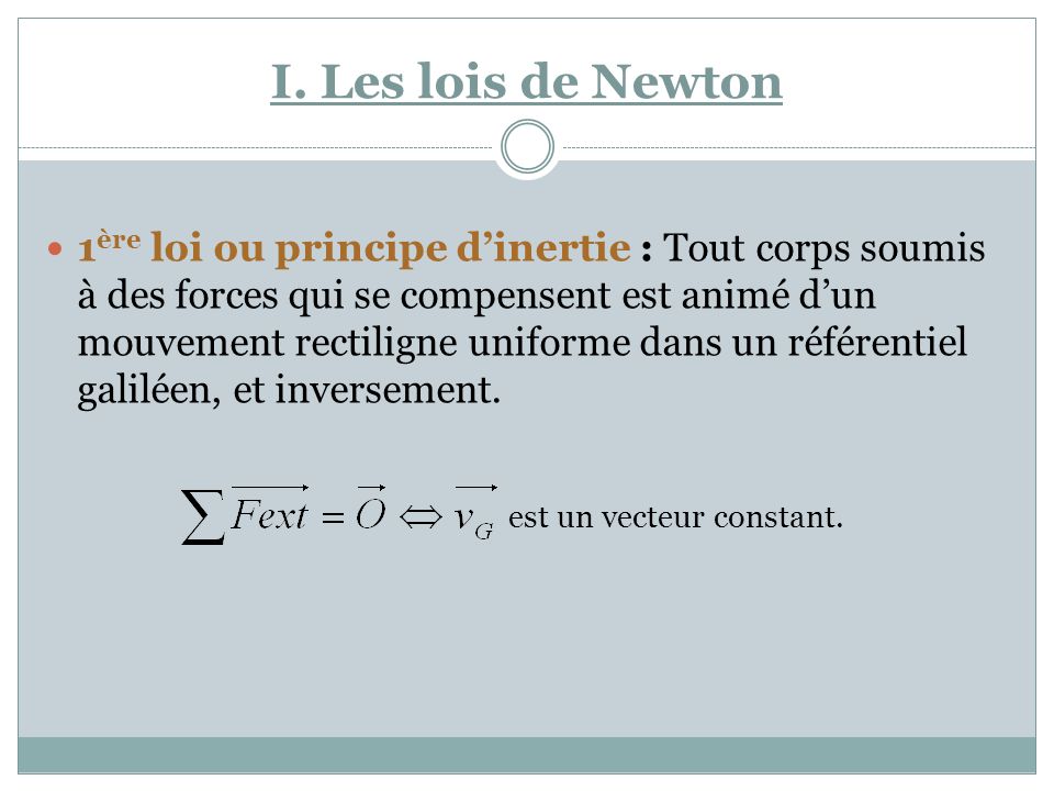 I. Les lois de Newton