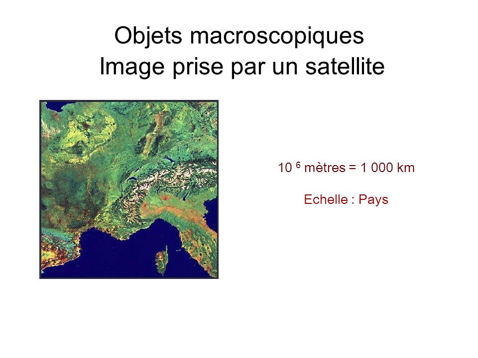 Objets macroscopiques Image prise par un satellite