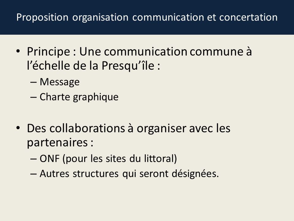 Proposition organisation communication et concertation