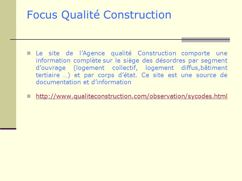 Focus Qualité Construction