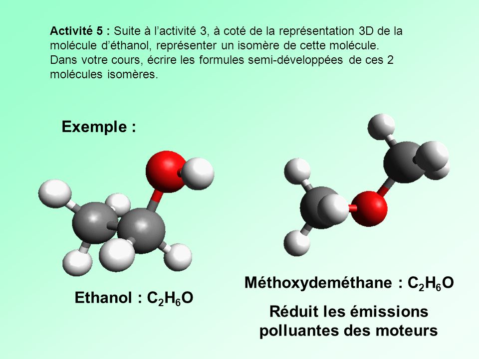 Méthoxydeméthane : C2H6O Réduit les émissions polluantes des moteurs