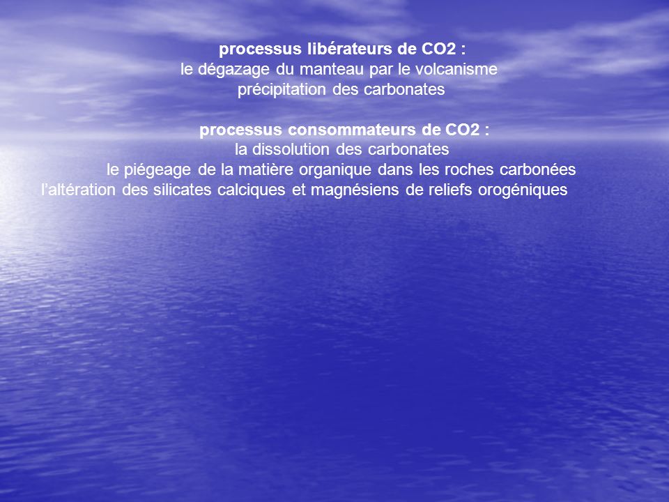 processus libérateurs de CO2 :