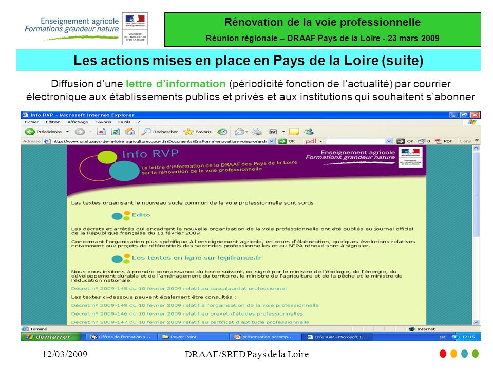Les actions mises en place en Pays de la Loire (suite)
