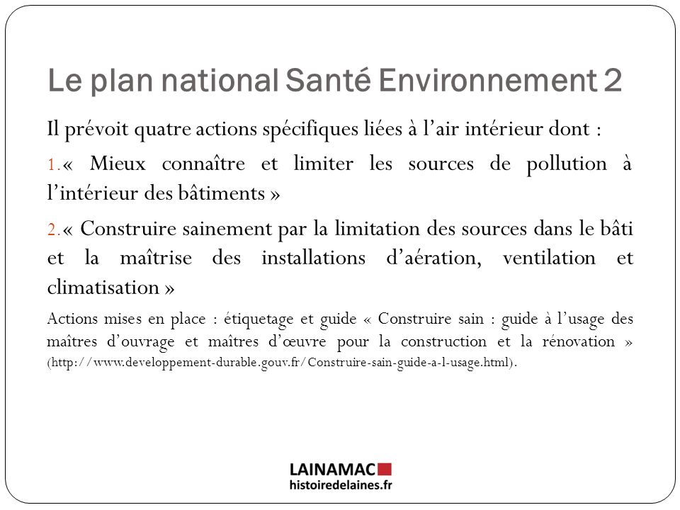 Le plan national Santé Environnement 2