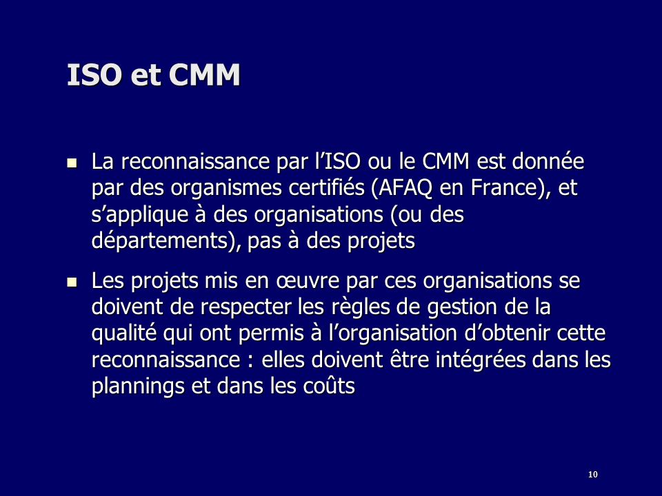 ISO et CMM