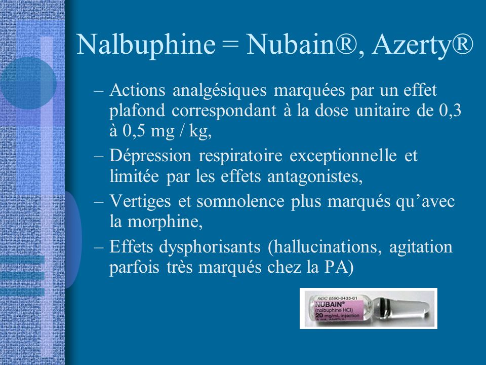 Nalbuphine = Nubain®, Azerty®