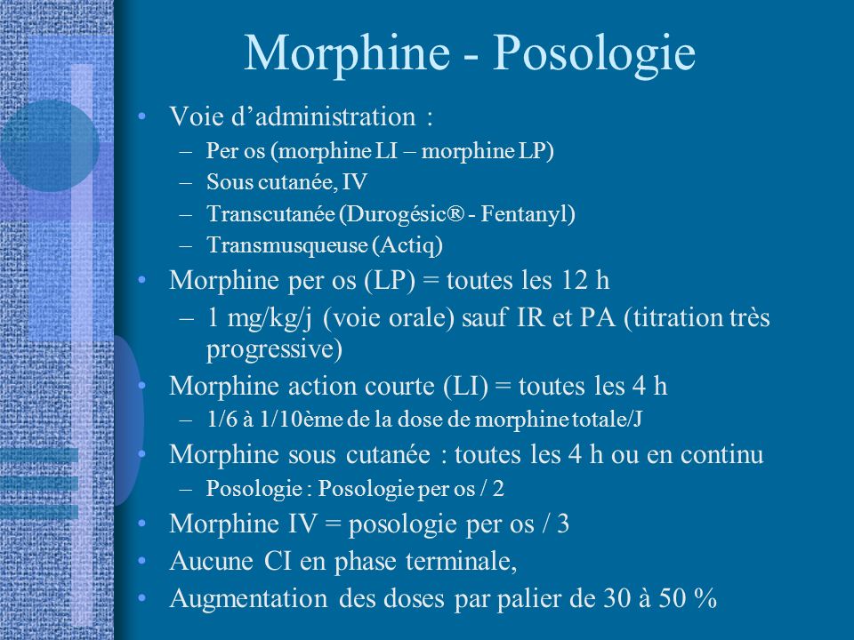 Morphine - Posologie Voie d’administration :