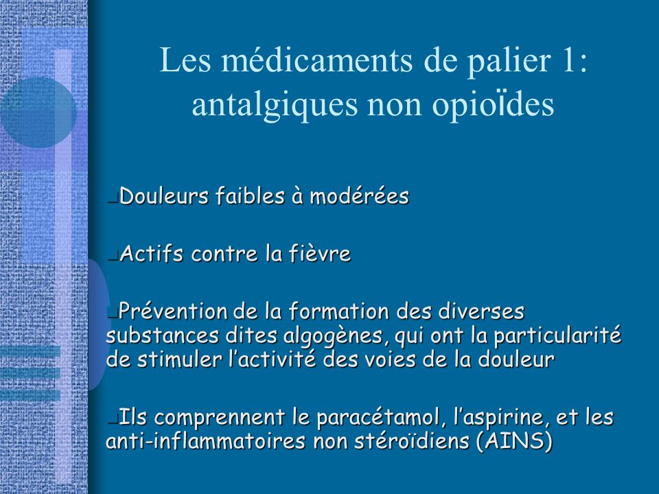 Les médicaments de palier 1: antalgiques non opioïdes