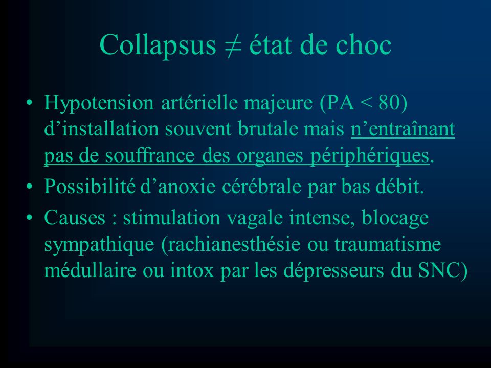 Collapsus ≠ état de choc