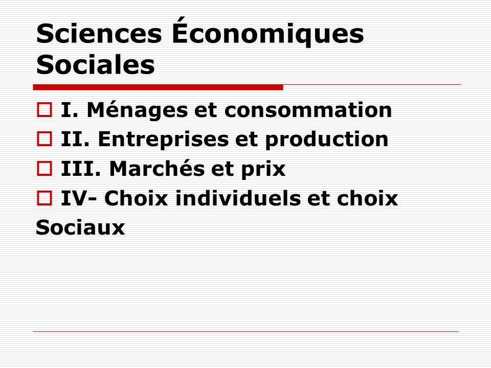 Sciences Économiques Sociales