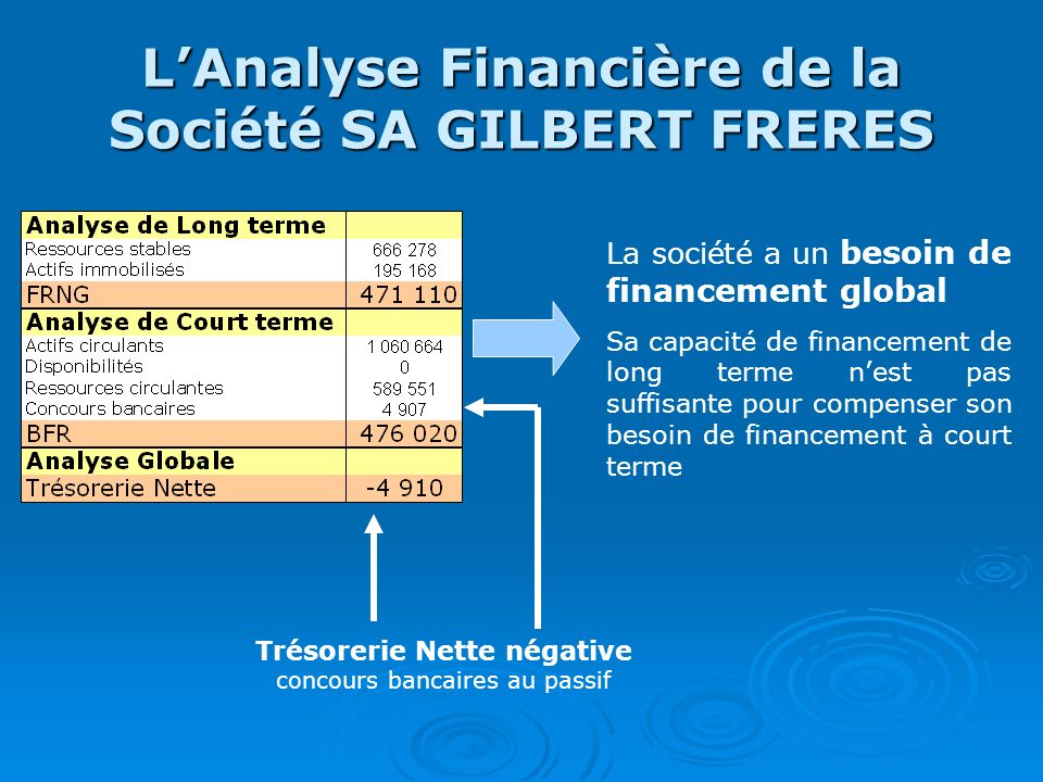 L’Analyse Financière de la Société SA GILBERT FRERES