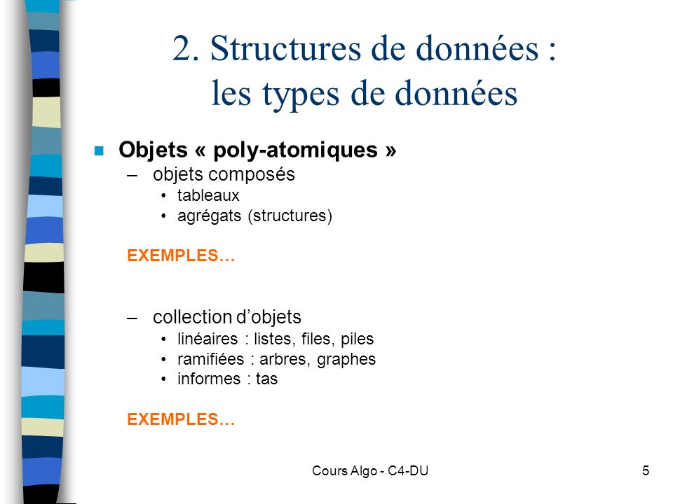 2. Structures de données : les types de données